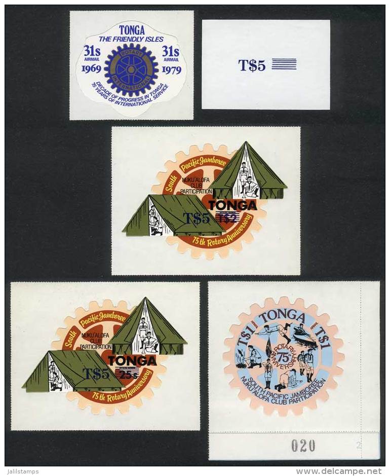 4 Stamps And One Surcharge Proof, Topic SCOUTS, ROTARY. Excellent Quality! - Tonga (...-1970)