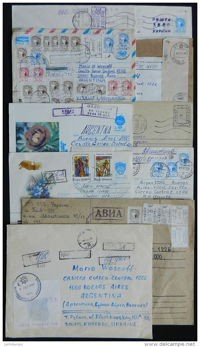 Approximately 100 Covers, Most Posted To Argentina In 1992/3, Interesting Postages With Provisional Stamps,... - Ukraine