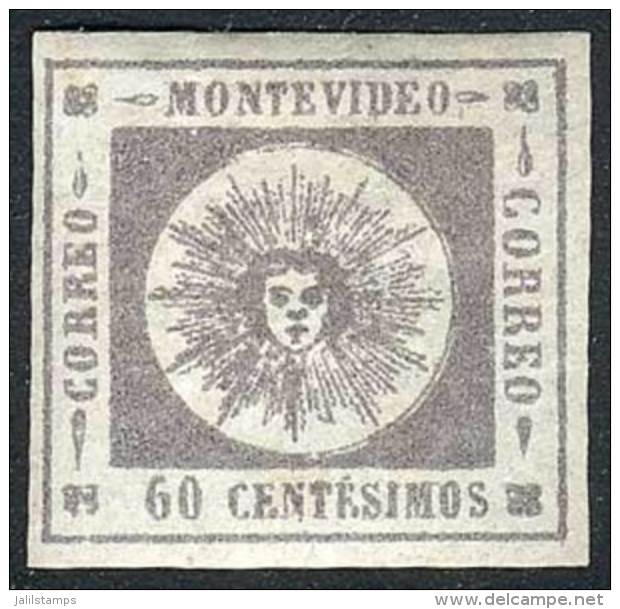 Sc.7, 1859 60c. Lilac, Mint Original Gum, Excellent Quality! - Uruguay