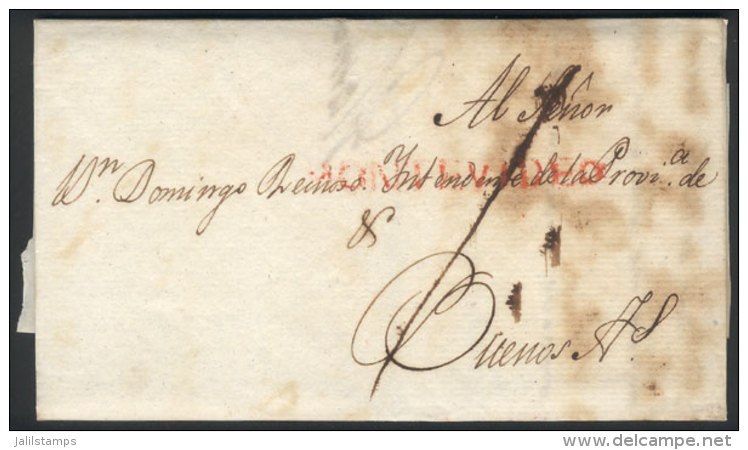 25/NO/1807 MONTEVIDEO - Buenos Aires: Entire Letter Signed By MATHEO MAGARI&Ntilde;OS, With Straightline... - Uruguay