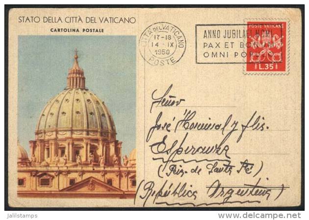 Postal Card Illustrated With View Of The Dome Of St. Peter's Basilica, Sent To Argentina On 14/SE/1950, VF Quality! - Autres & Non Classés