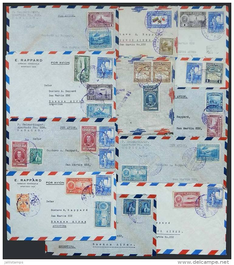 97 Airmail Covers Sent To Argentina Between 1940 And 1950, Nice Postages, Very Fine General Quality! - Venezuela