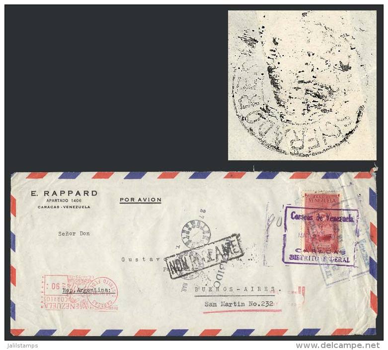 Airmail Cover Franked With 90c. And Posted To Argentina On 31/OC/1949 With Incomplete Address: "Gustavo Rappard,... - Venezuela
