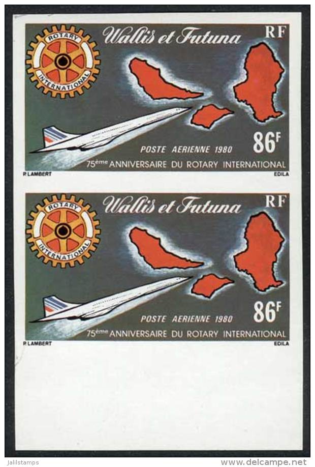 Sc.C99, 1980 Rotary And Concorde, Map, IMPERFORATE PAIR Variety, VF Quality, Rare! - Autres & Non Classés