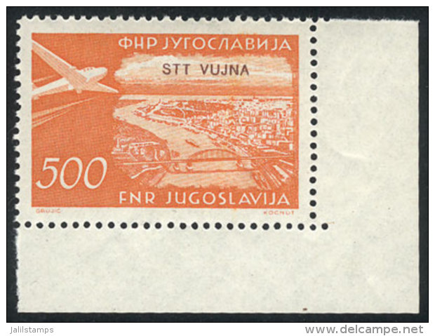 Yvert 31, 1954 500d. Orange, High Value Of The Set, MNH And With Sheet Corner, Superb! - Autres & Non Classés