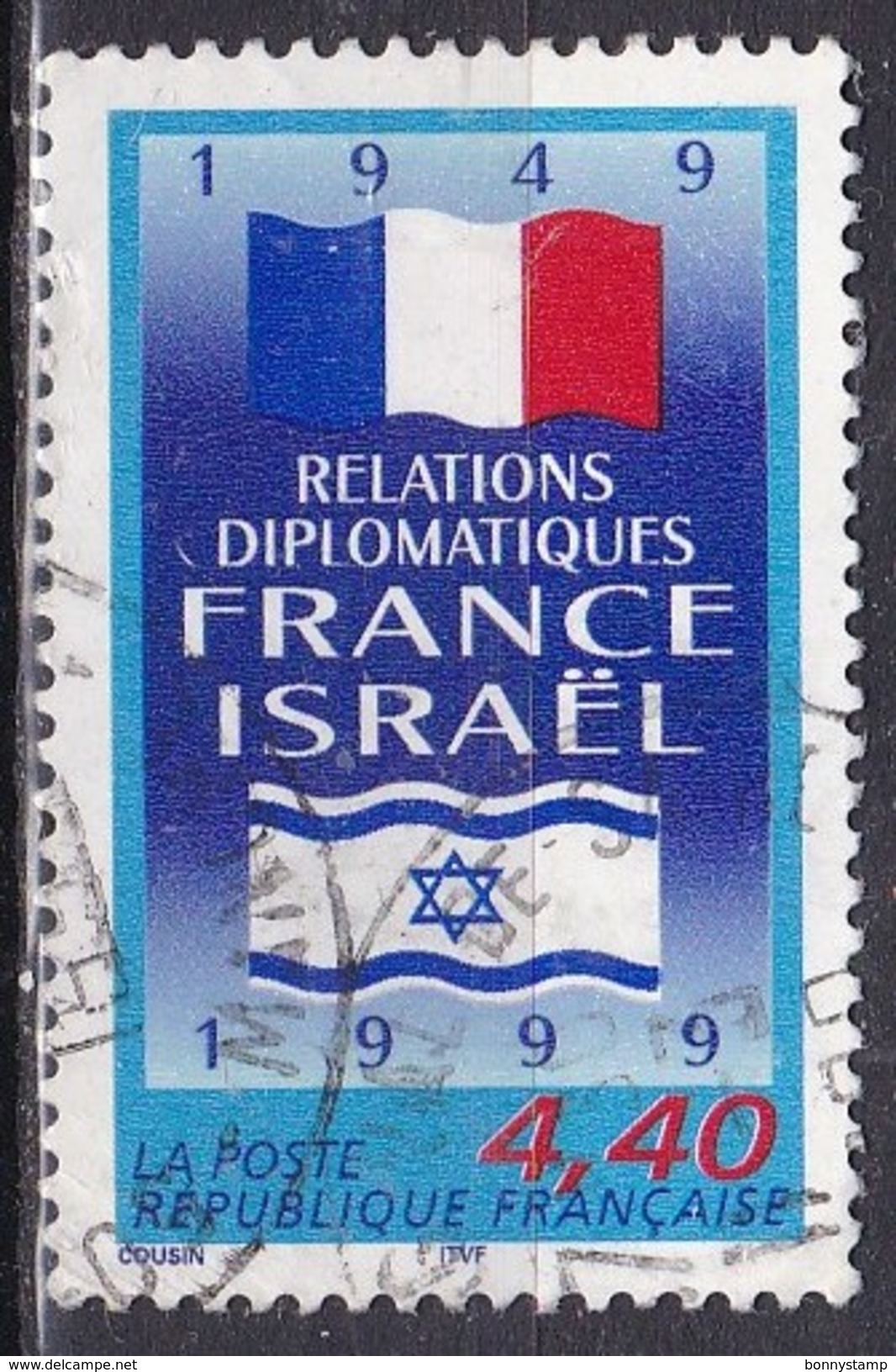 Francia, 1999 - 4,40fr Diplomatic Relations With Israel - Nr.2695 Usato° - Gebraucht