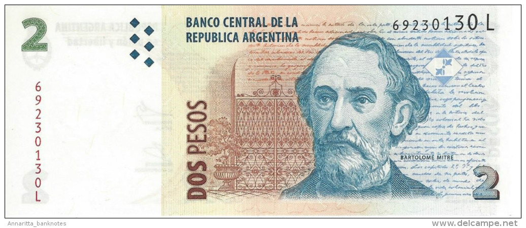 ARGENTINA 2 PESOS ND (2013) P-352a UNC SERIES L, SIGN: PONT & FELLNER [ AR352a6 ] - Argentina