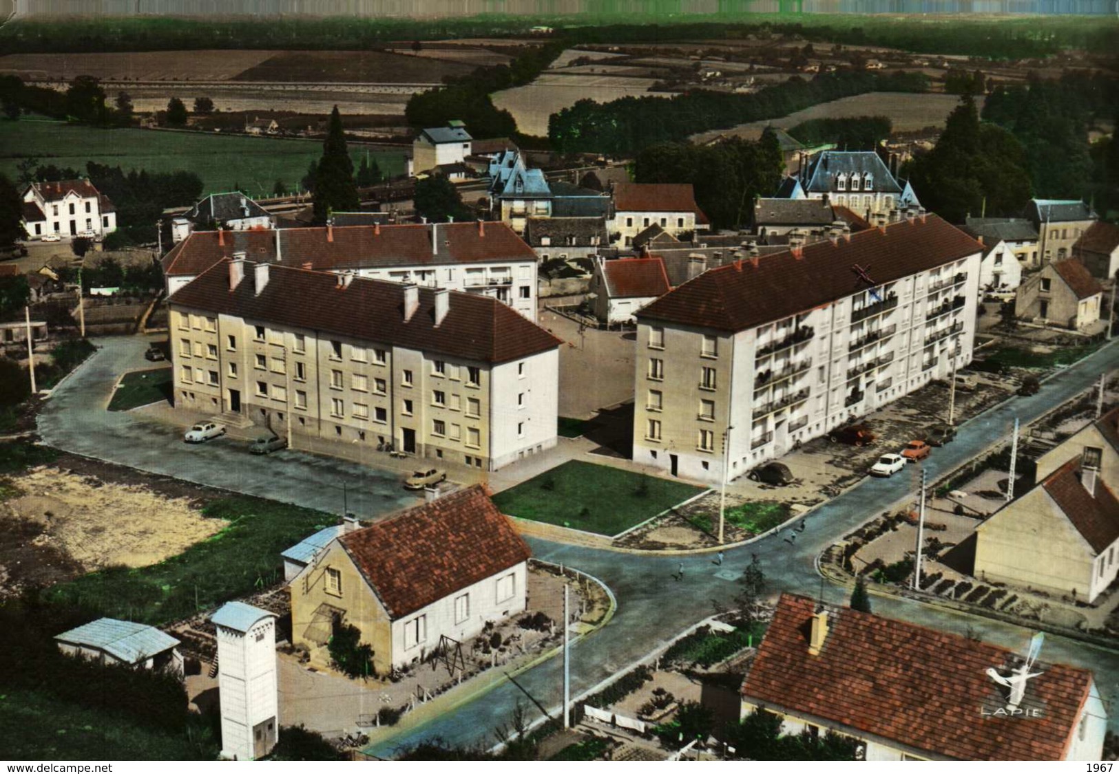 CPSM Dentelée GF  (03)  En Avion Au-dessus De....DOMPIERRE-sur-BESBRE   -  Les H.L.M. De L'Olive - Autres & Non Classés