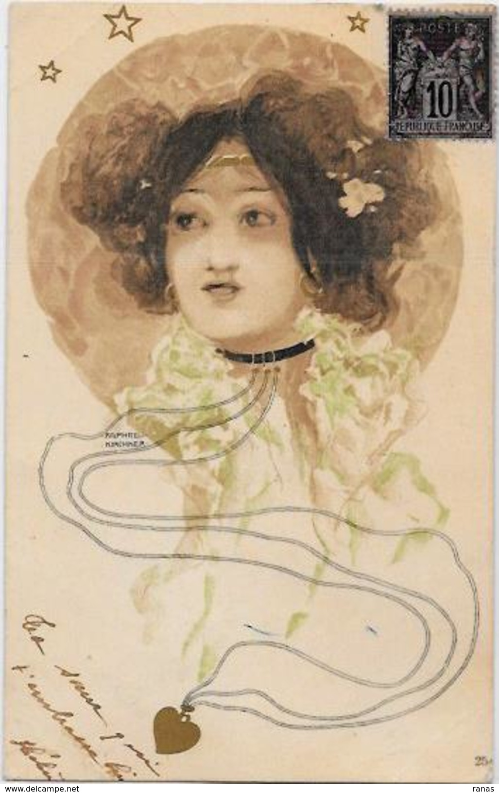 CPA Raphaël KIRCHNER Art Nouveau Carte Ancienne 9X14 Circulé Femme Voir Scan Du Dos - Kirchner, Raphael