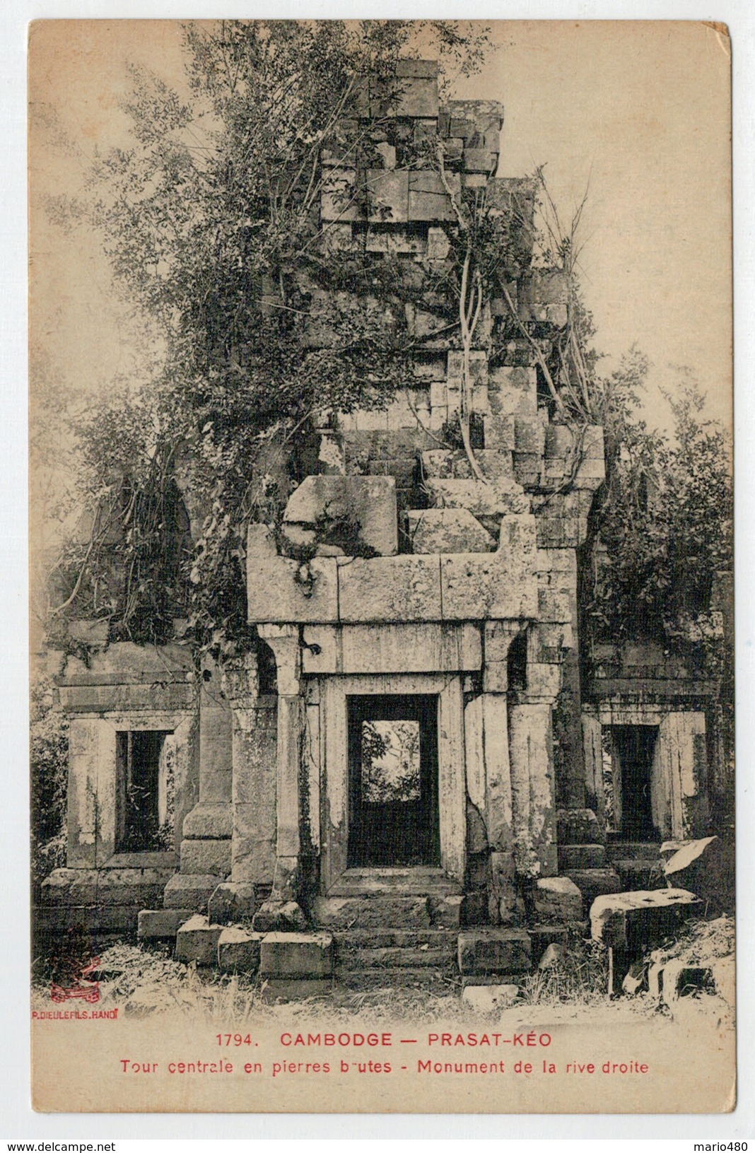 CAMBODGE--INDO-CHINE  FRANCAIS   PRASAT-KEO  TOUR CENTRALE  EN PIERRE BRUTES  MONUMENT...      2  SCAN    (NUOVA) - Cambogia