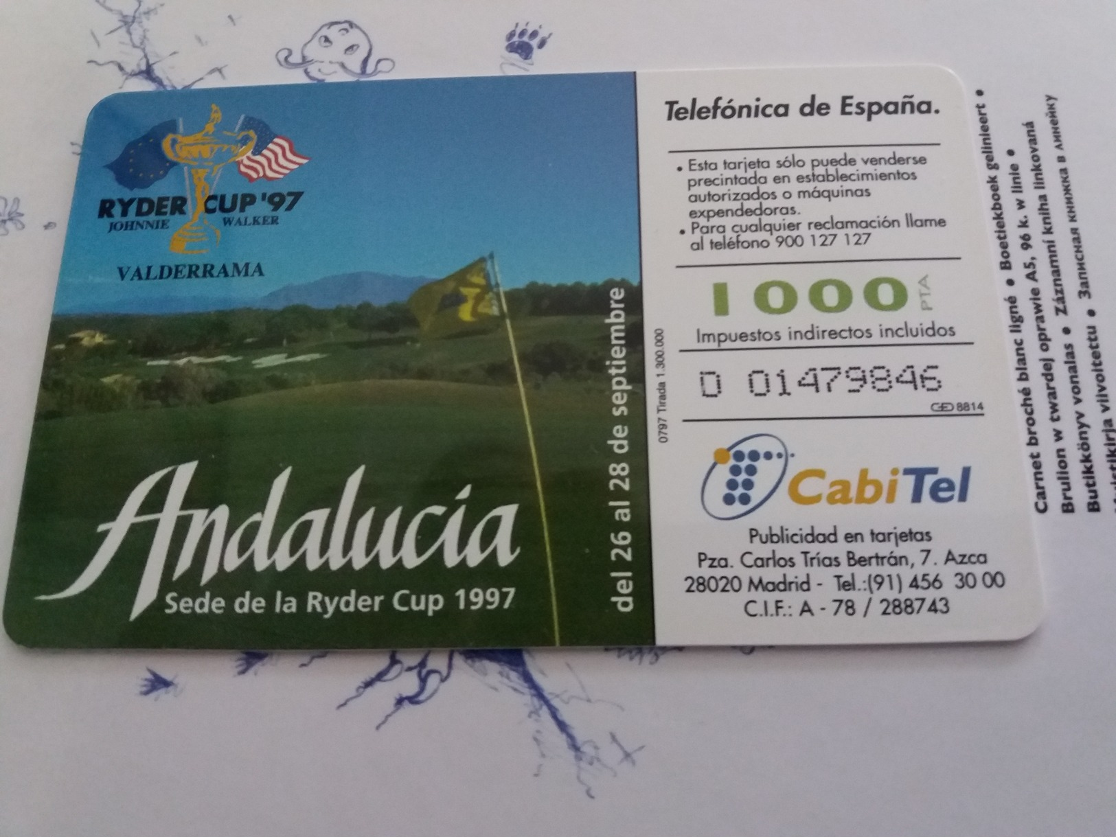 1x Telefonkarte Phonecard Spanien- Misprint Fehldruck Fake Test Demo - Essay