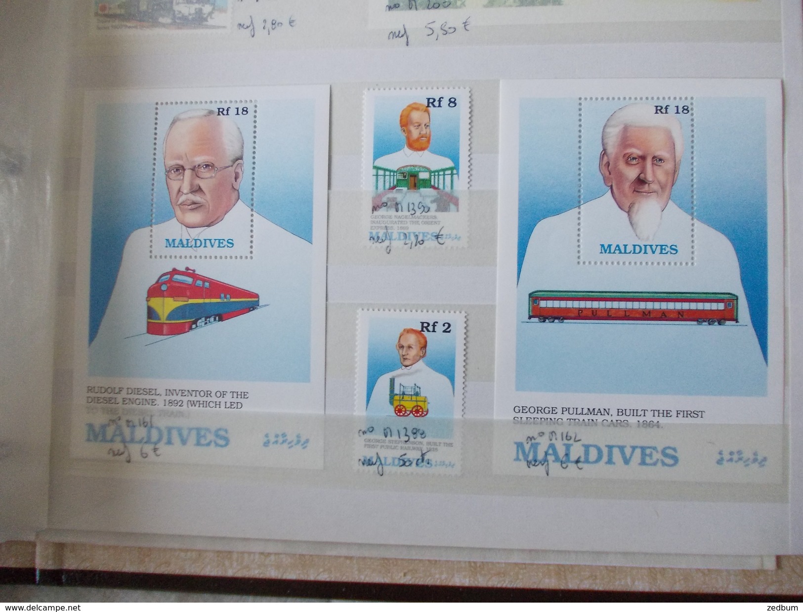 ALBUM 6 collection de timbres avec pour thème le chemin de fer train de tout pays valeur 344.55 &euro;