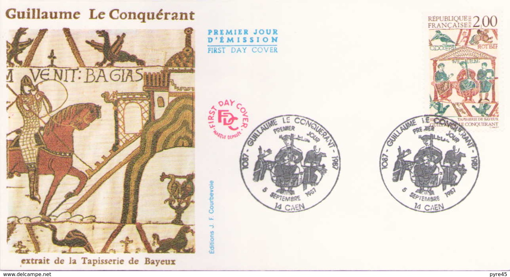 FDC Du 5 Septembre 1987 à Caen Guillaume Le Conquerant Extrait De La Tapisserie De Bayeux - 1980-1989