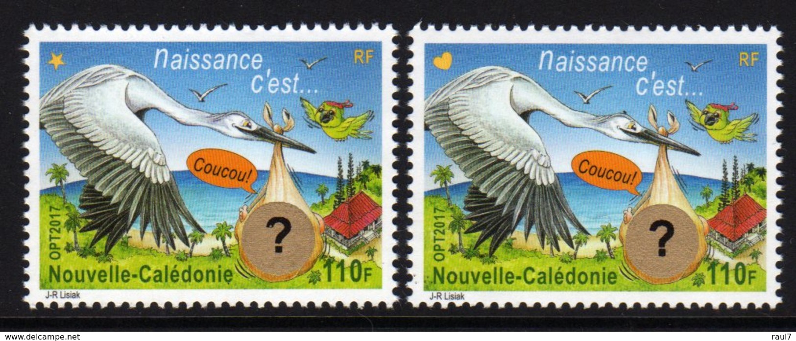 Nouvelle-Calédonie 2017 - Cigogne, C'est Une Fille Ou Un Garçon  - 2 Val Neufs // Mnh - Ungebraucht