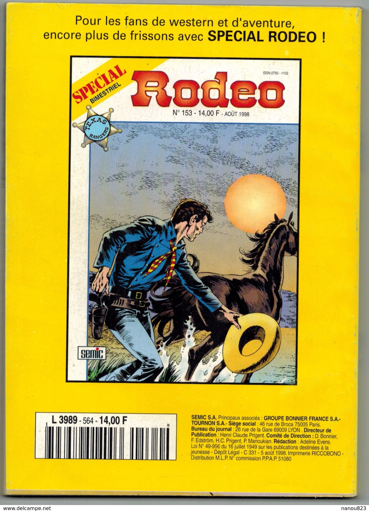 RODEO Edition SEMIC Mensuel N° 564 Août 1998 - Rodeo