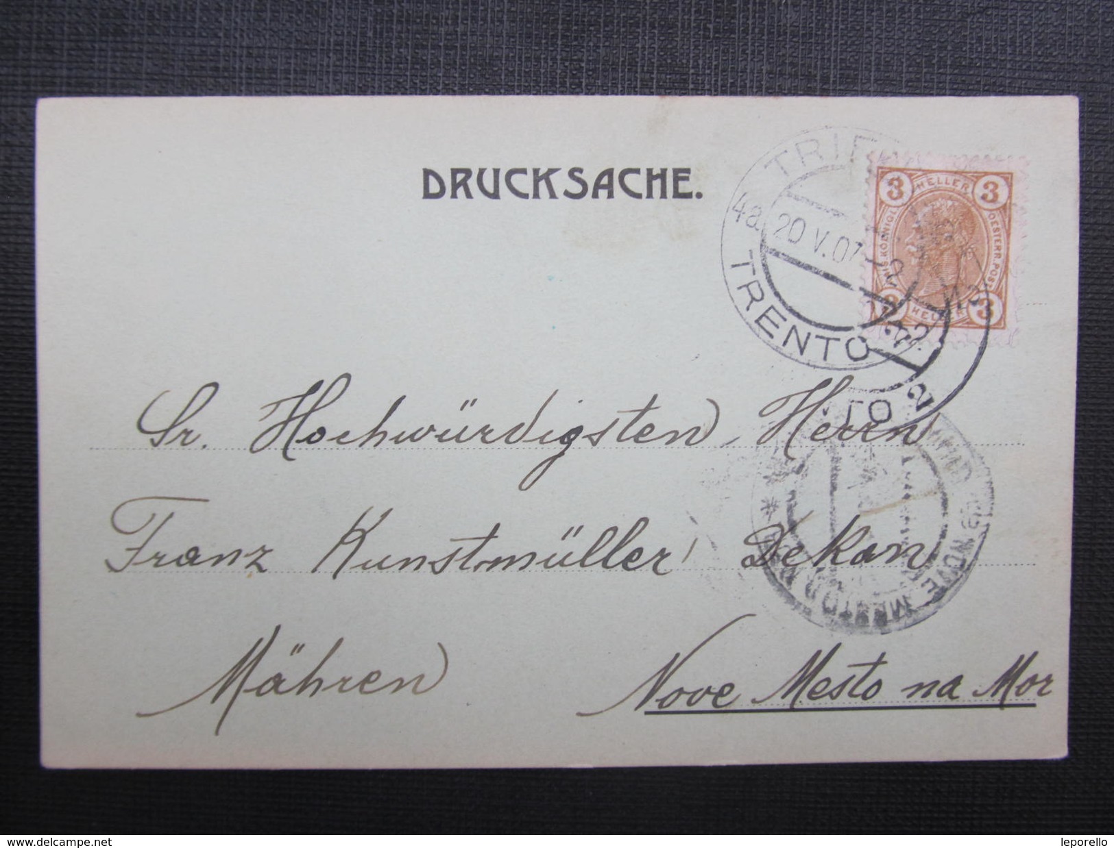 BRIEF Drucksache Trento - Nove Mesto N.M.1907 //// D*24430 - Briefe U. Dokumente