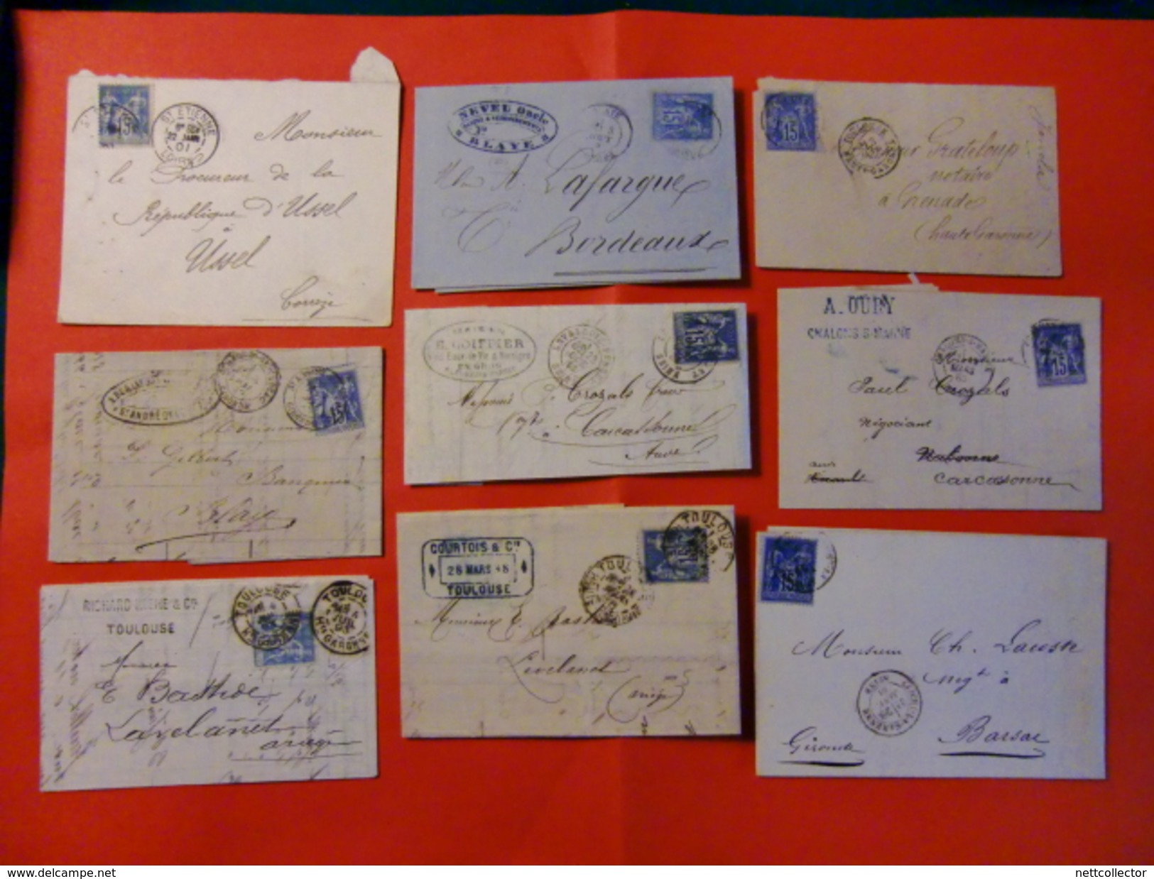 FRANCE COLLECTION 250 LETTRES CLASSIQUES DONT RARES ENTRE 1851 ET 1901 MAJ TB