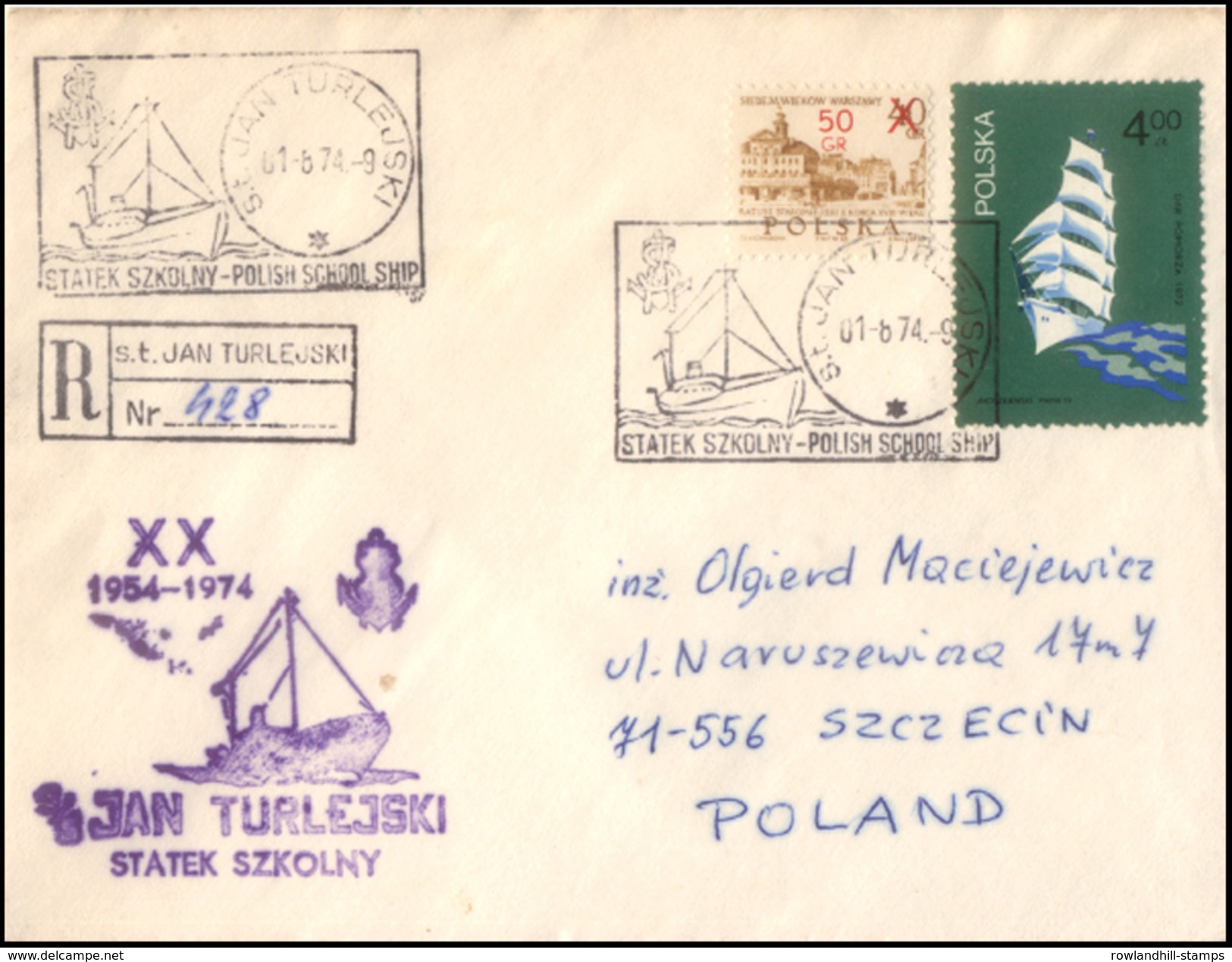 Poland, Polska, 1974, Jan Turlejski Statek Szkolny, Polish School Ship, Sailing Ships, Transport, Ship, Expeditions. - Expéditions Arctiques