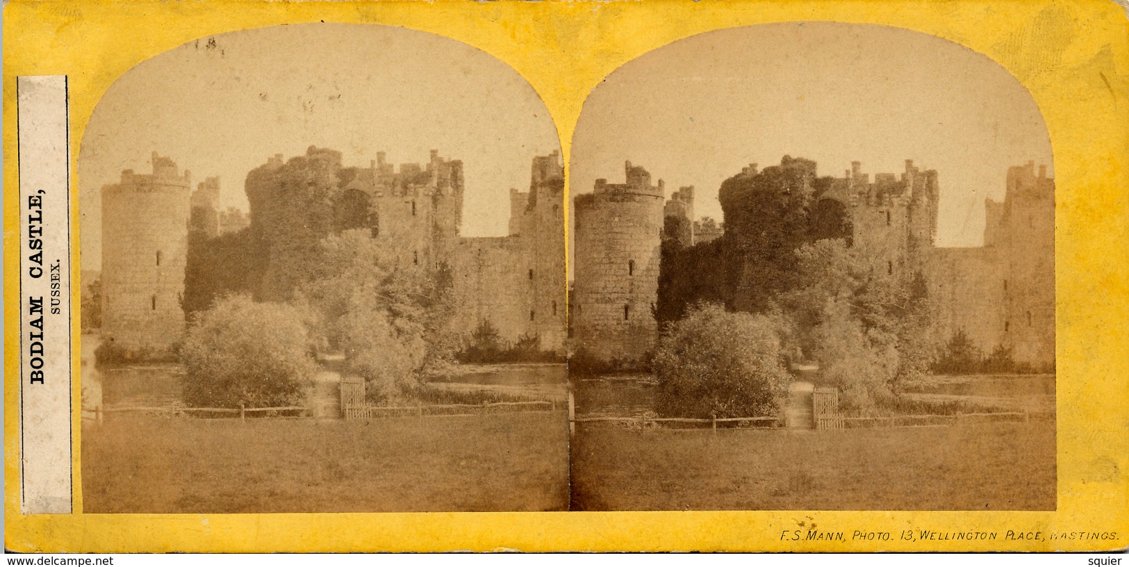 F.S.Mann, Bodiam Castle, Sussex, Hastings - Stereoscoop