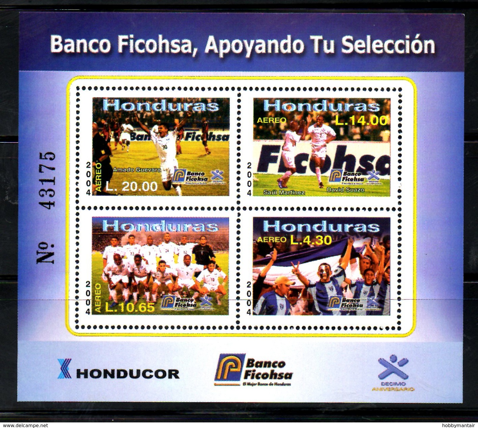 HONDURAS ,2004, SOCCER, M/S,MNH** - Autres & Non Classés