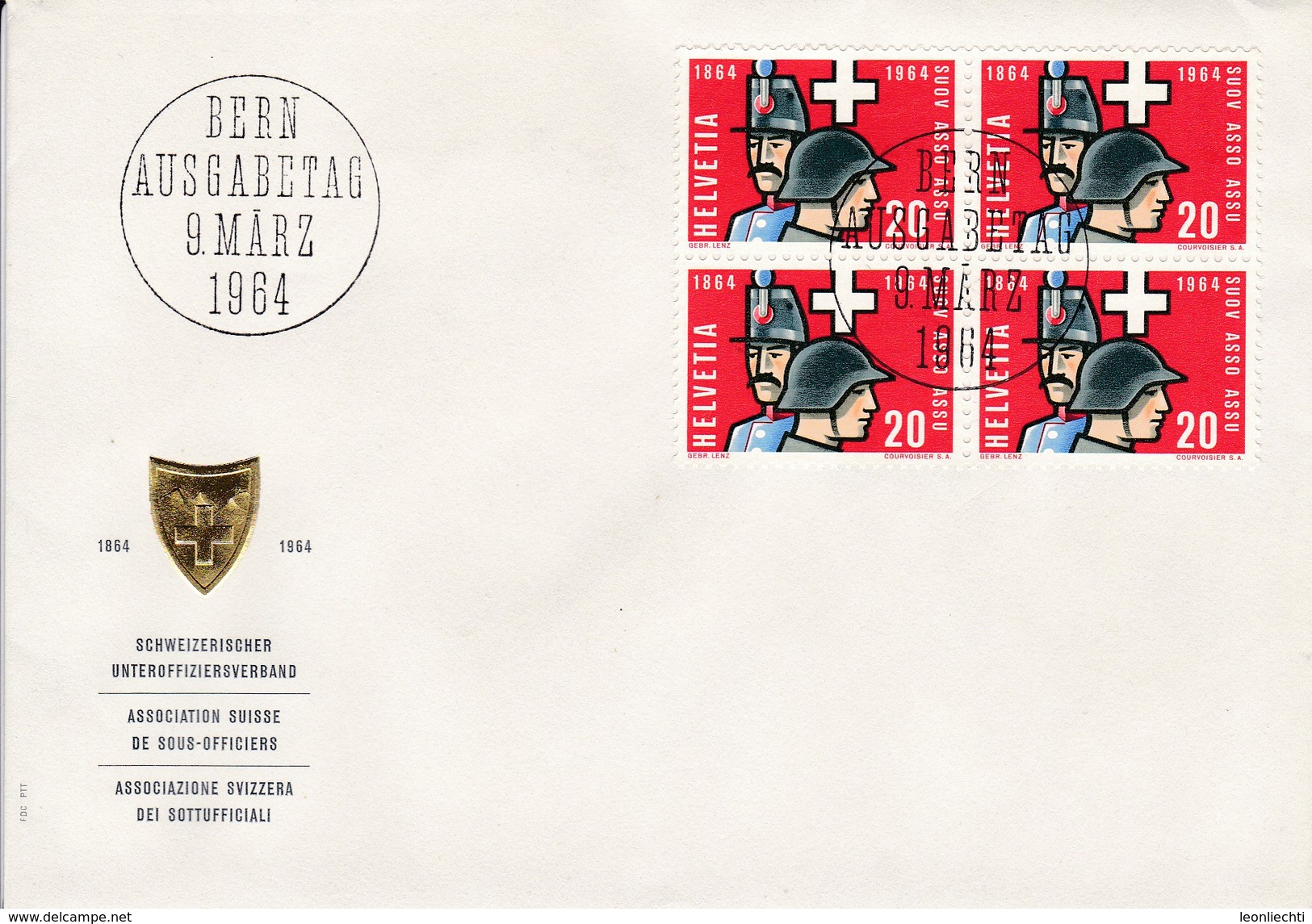 1964, FDC  Mi: 793  100 Jahre SUOV - Schweizerischer Unteroffziersverband. - FDC