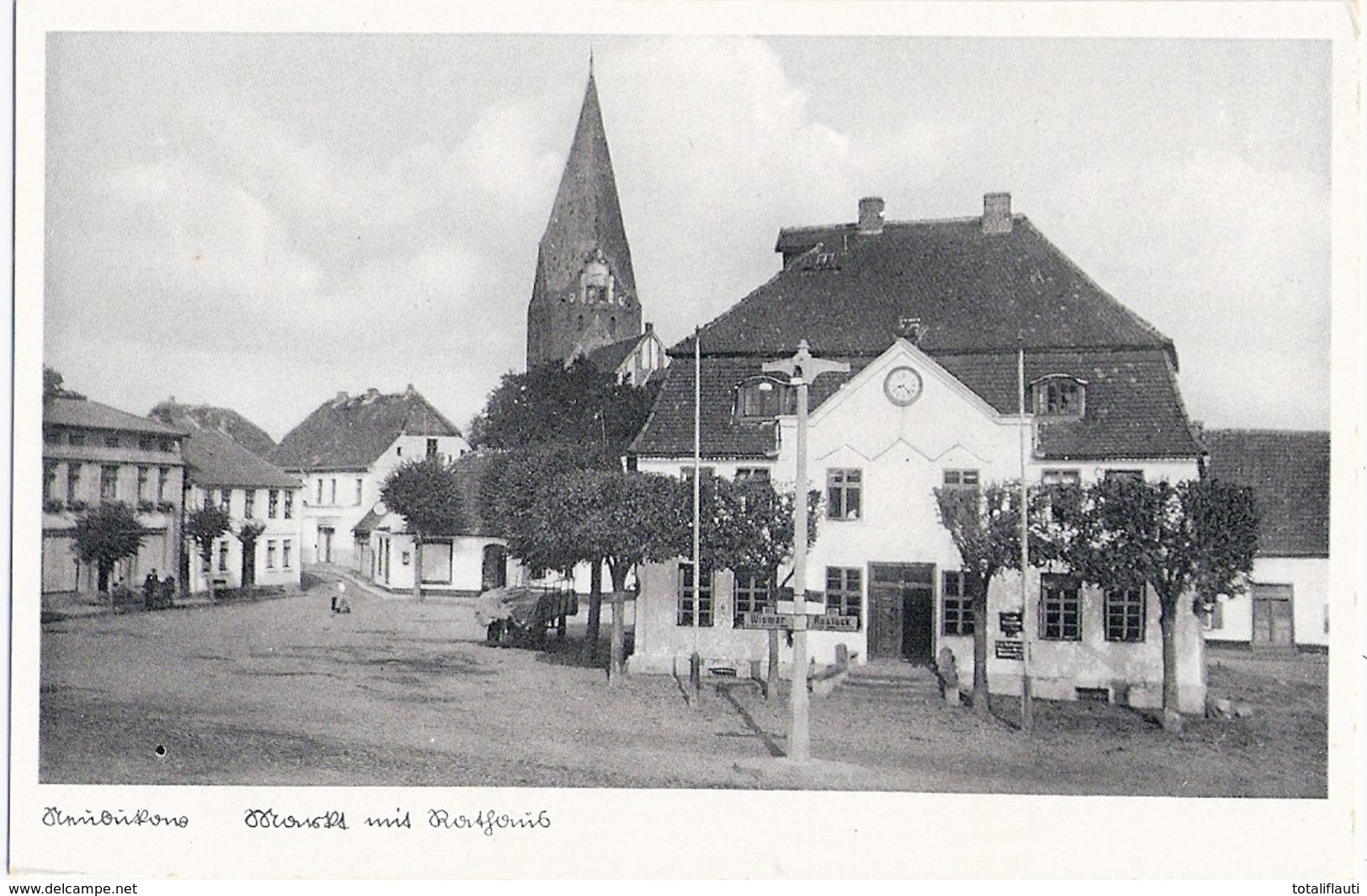 NEUBUKOW Mecklenburg Markt Rathaus Kirche Wegweiser Rostock - Wismar Ungelaufen Fast TOP-Erhaltung - Kuehlungsborn