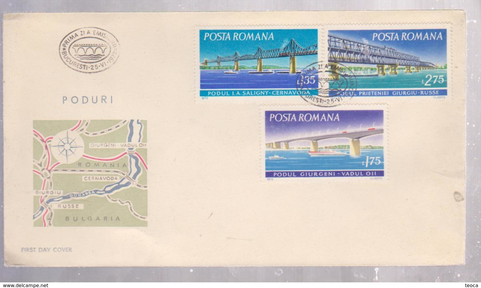 BRIDGES  COVER FDC ROMANIA , BRIDGES ROMANIA, BULGARIA.. - FDC