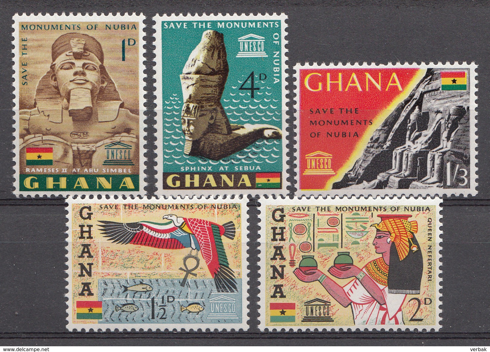 Ghana 1963 Mi.nr: 157-161 Nubischen Denkmäler  Neuf Sans Charniere /MNH / Postfris - Ghana (1957-...)