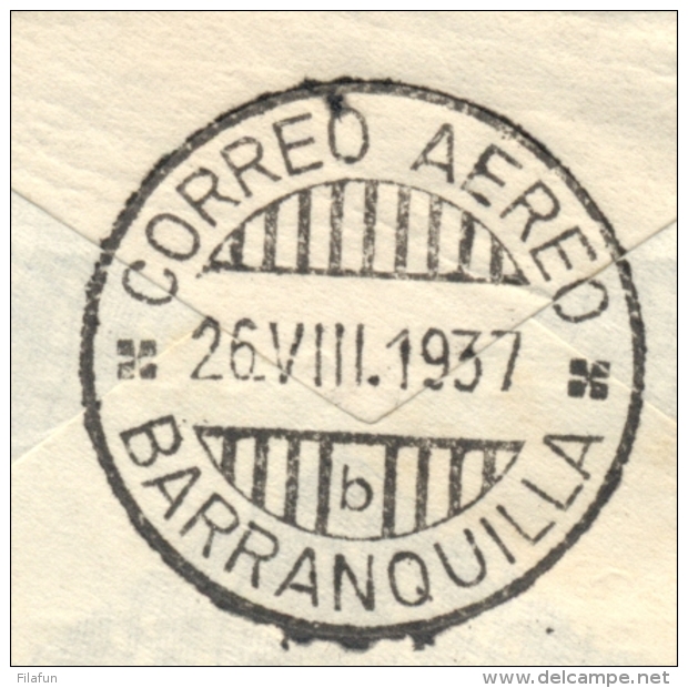 Curacao - 1937 - 10 &amp; 20 Cent Luchtpost Op 1e Vlucht Per Snip Van Curacao - Barranquilla / Columbia - Curaçao, Nederlandse Antillen, Aruba