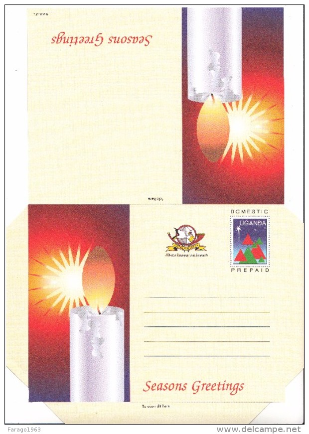 Uganda 2000 Domestic Greeting Aerogramme + Featuring Christmas Stamp  - Unfolded Unused - Uganda (1962-...)