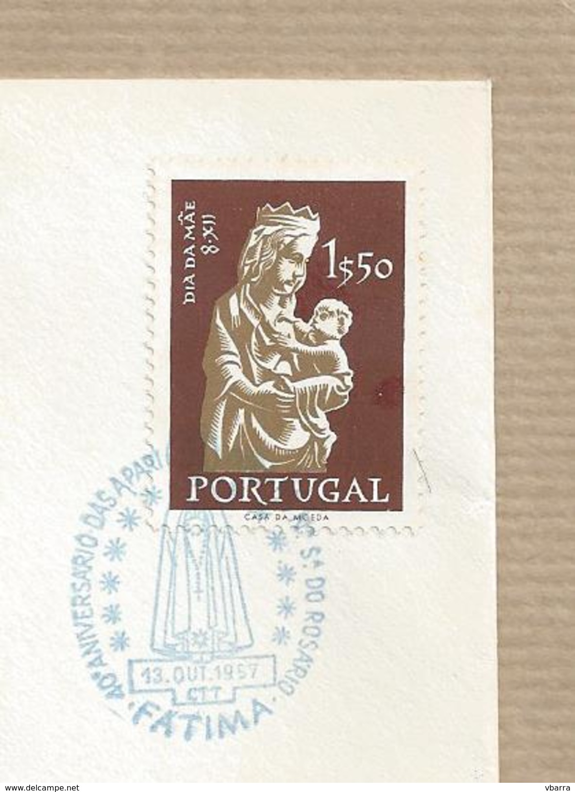 Portugal FDC 40º Aniversario Aparição Fatima  Selo Dia Da Mãe 1.50 Esc. Emissão 1956/58 - FDC