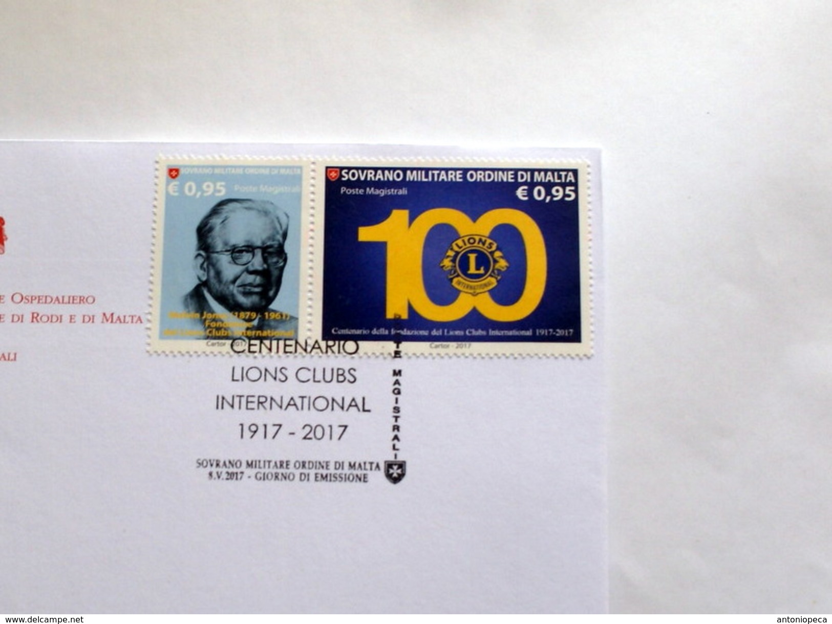 SMOM 2017 - CENTENARY FOUNDATION LIONS CLUBS INTERNATIONAL, OFFICIAL  FDC - Malte (Ordre De)