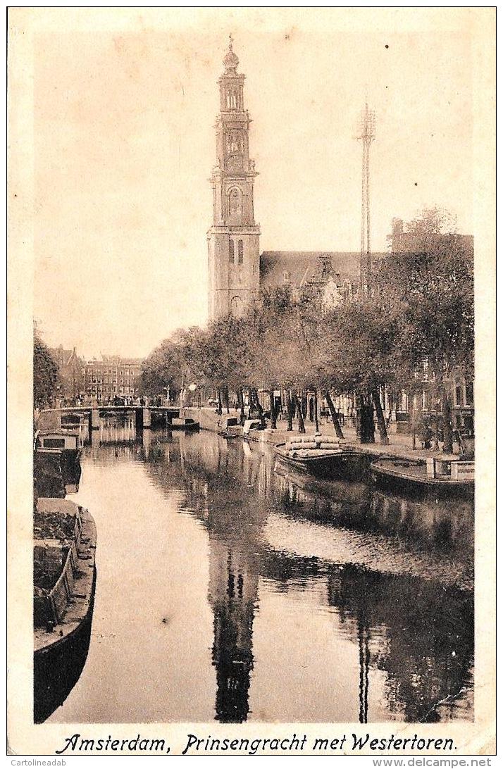 [DC10032] CPA - PAESI BESSI - AMSTERDAM - PRINSENGRACHT MET WESTERTOREN - Viaggiata 1922 - Old Postcard - Amsterdam