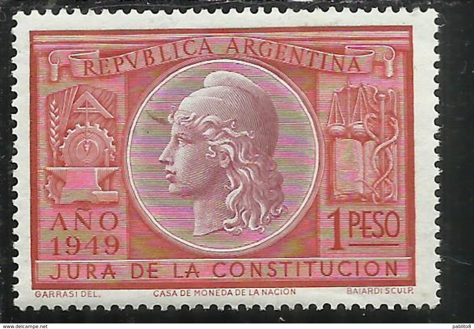 ARGENTINA 1949 LIBERTY LIBERTA' 1 PESO MNH - Nuovi