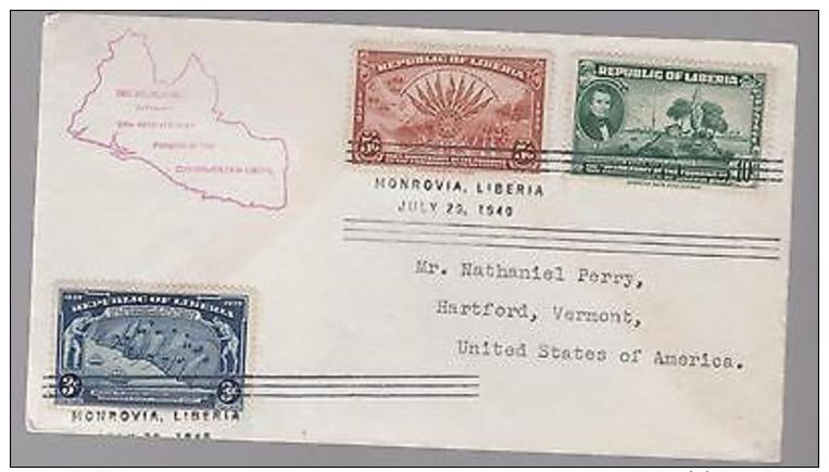 1940 Liberia FDC To USA 100th Anniversary Of Liberia First Day Cover - Liberia