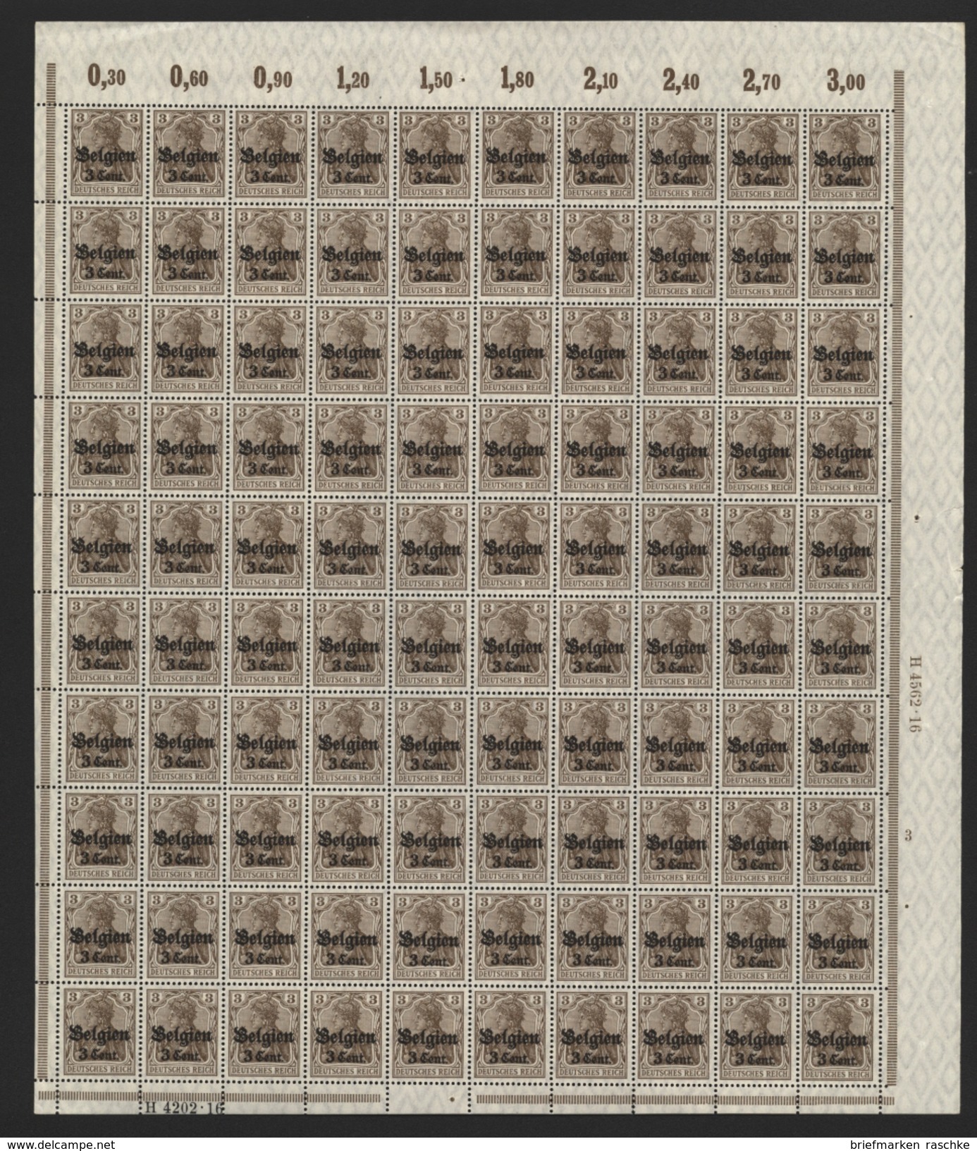 Belgien,Nr.11 Im Bogen,xx,links Dgz (M4) - Besetzungen 1914-18