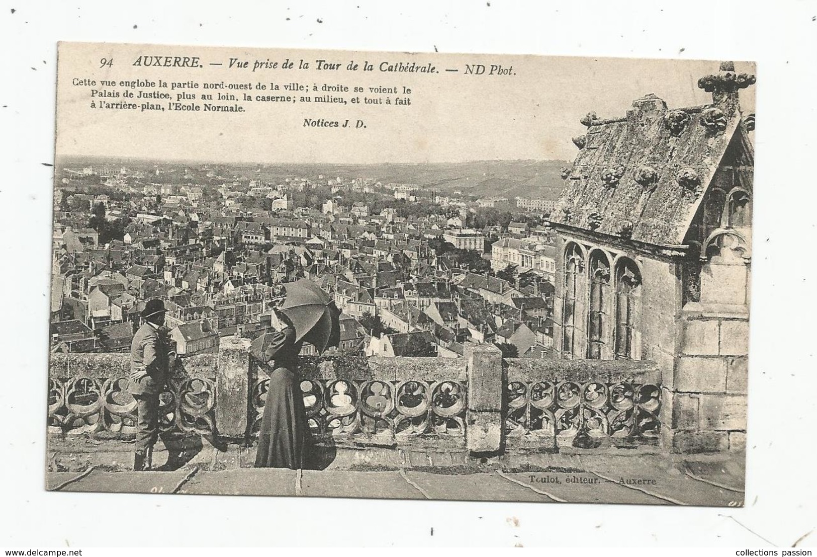 Cp , 89 , AUXERRE , Vue Prise De La Tour De La Cathédrale , Vierge - Auxerre