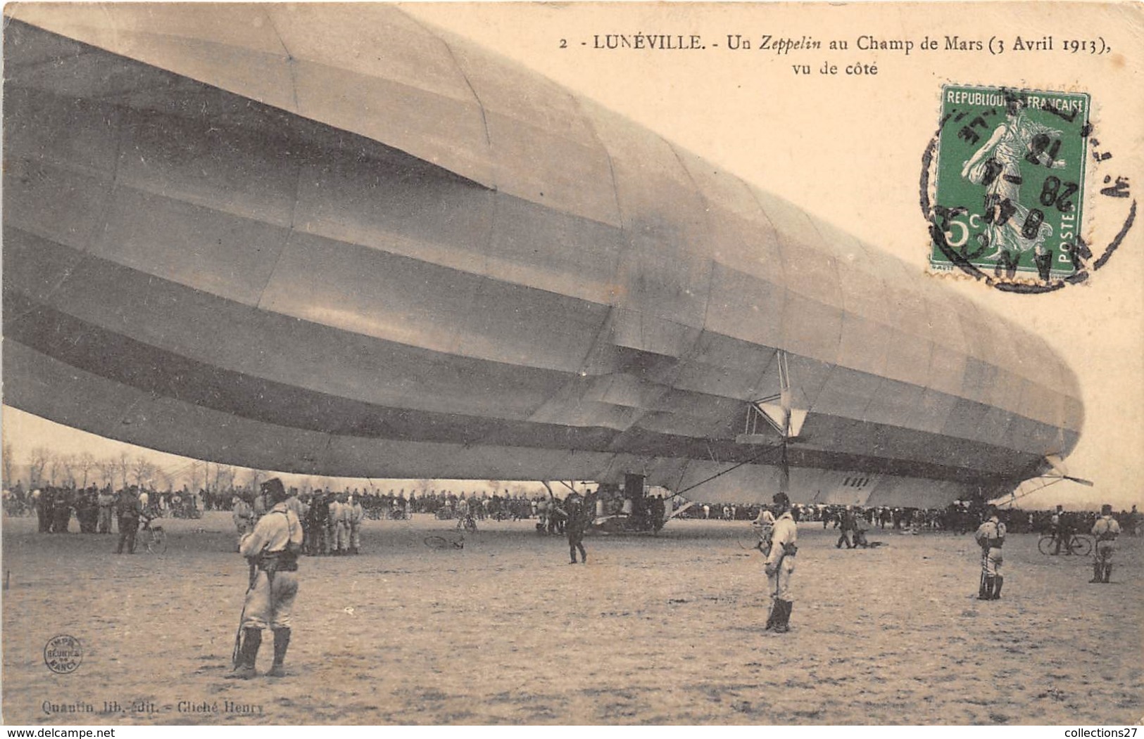 54-LUNEVILLE- LE ZEPPELIN, N° 4 ATTERIT AU CHAMP DE MARS 1913, VUE DE COTE - Luneville