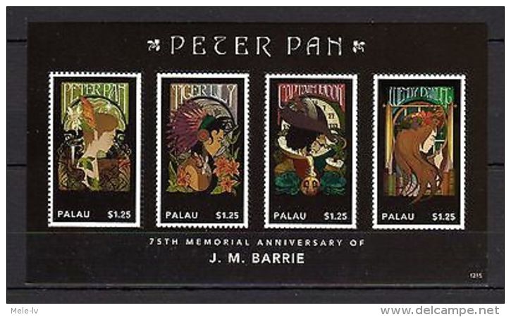 Palau 2012 Art Writers J.Barrie Peter Pan MNH - Other & Unclassified