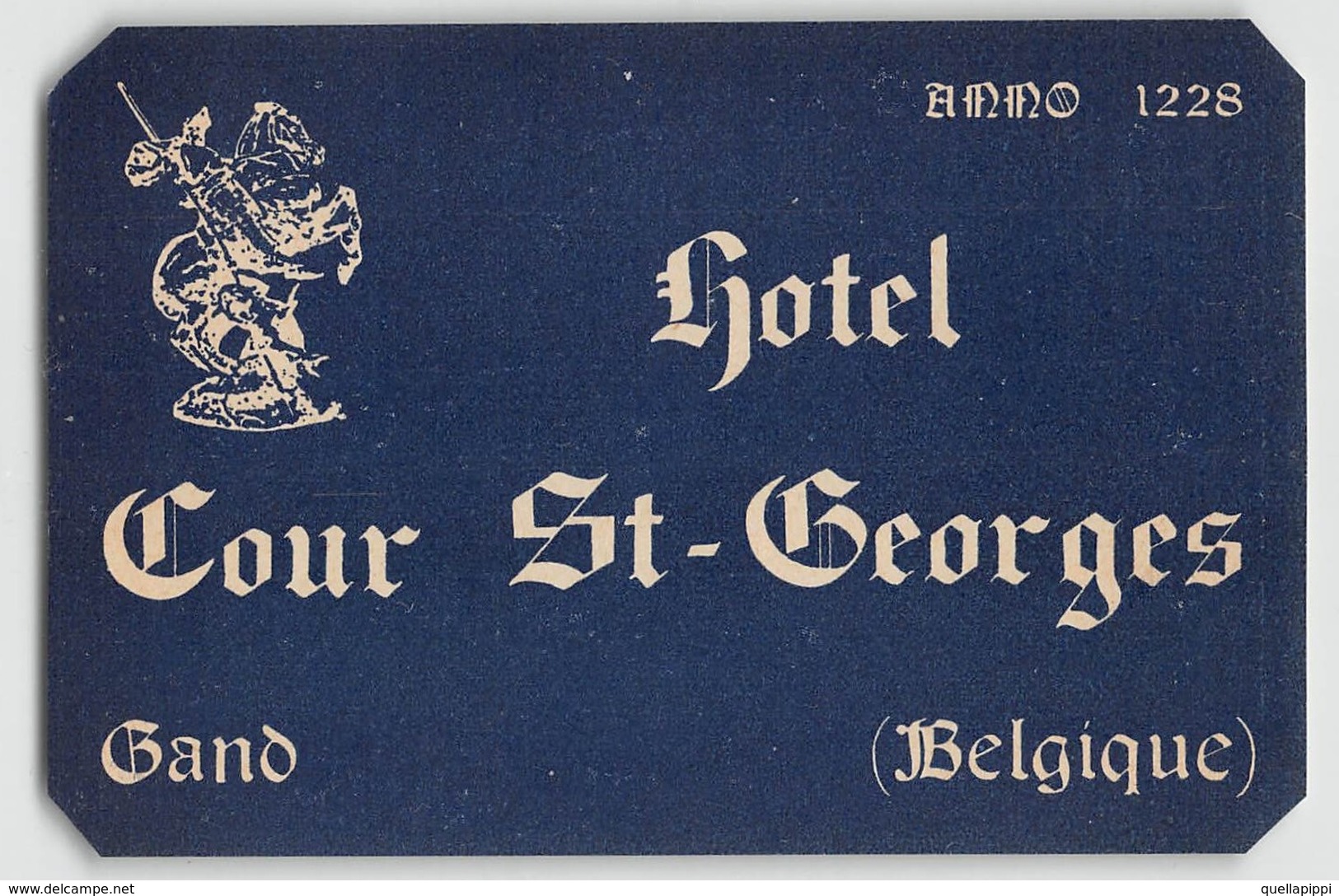 D5773 "HOTEL COUR ST. GEORGES - BAND - BELGIO " ETICHETTA ORIGINALE - ORIGINAL LABEL - ANNO 1228 - Adesivi Di Alberghi