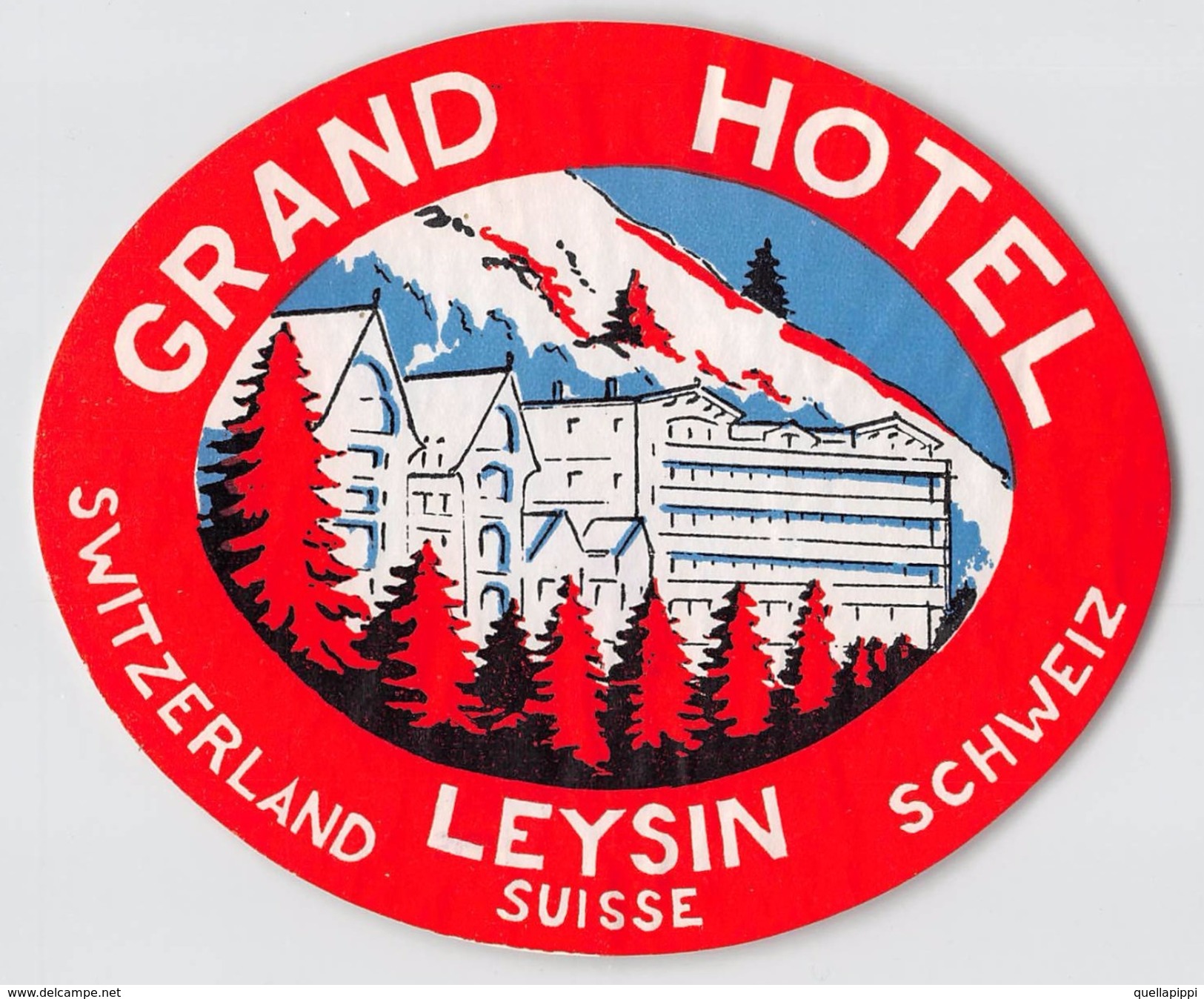 D5777 "GRAND HOTEL LEYSIN - SUISSE  " ETICHETTA ORIGINALE - ORIGINAL LABEL - - Adesivi Di Alberghi