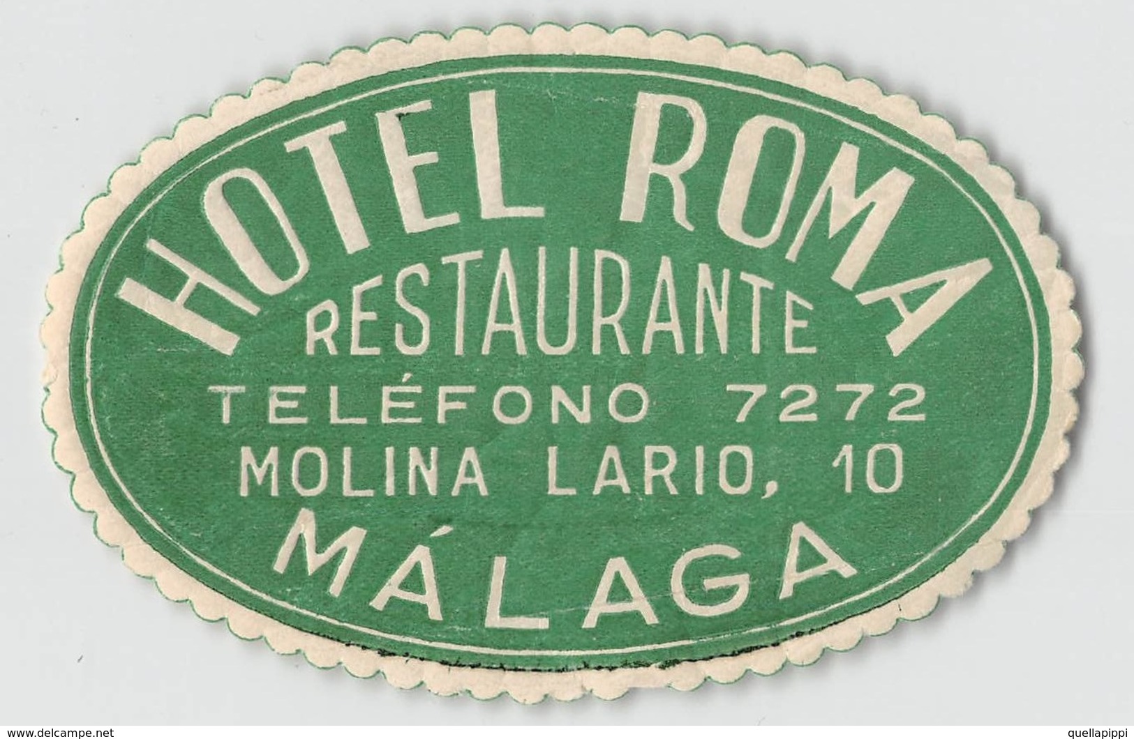 D5778 " HOTEL ROMA - MALAGA  " ETICHETTA ORIGINALE - ORIGINAL LABEL - - Adesivi Di Alberghi