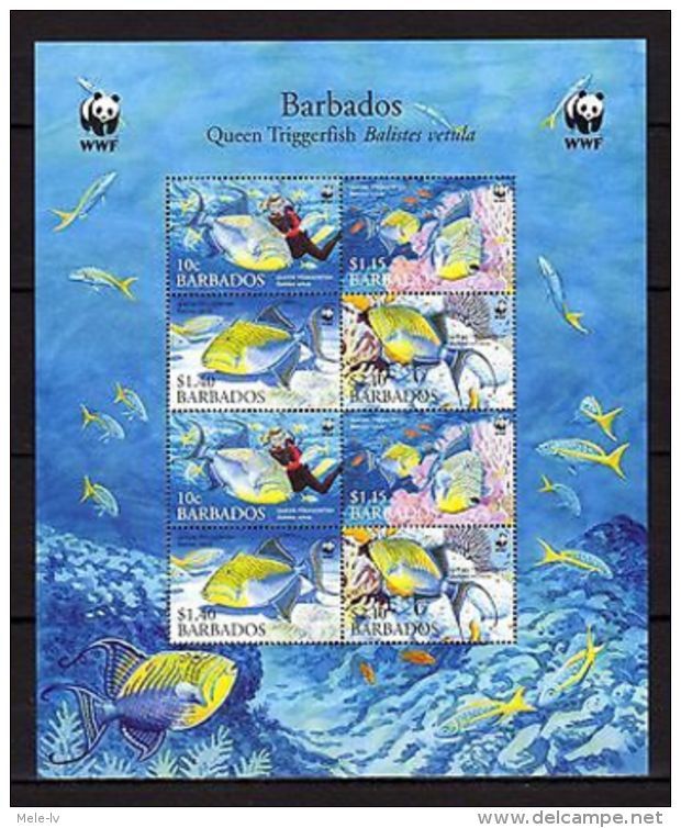 Barbados 2006 WWF Fish MNH Mi.1119-22 KB(8) - Meereswelt