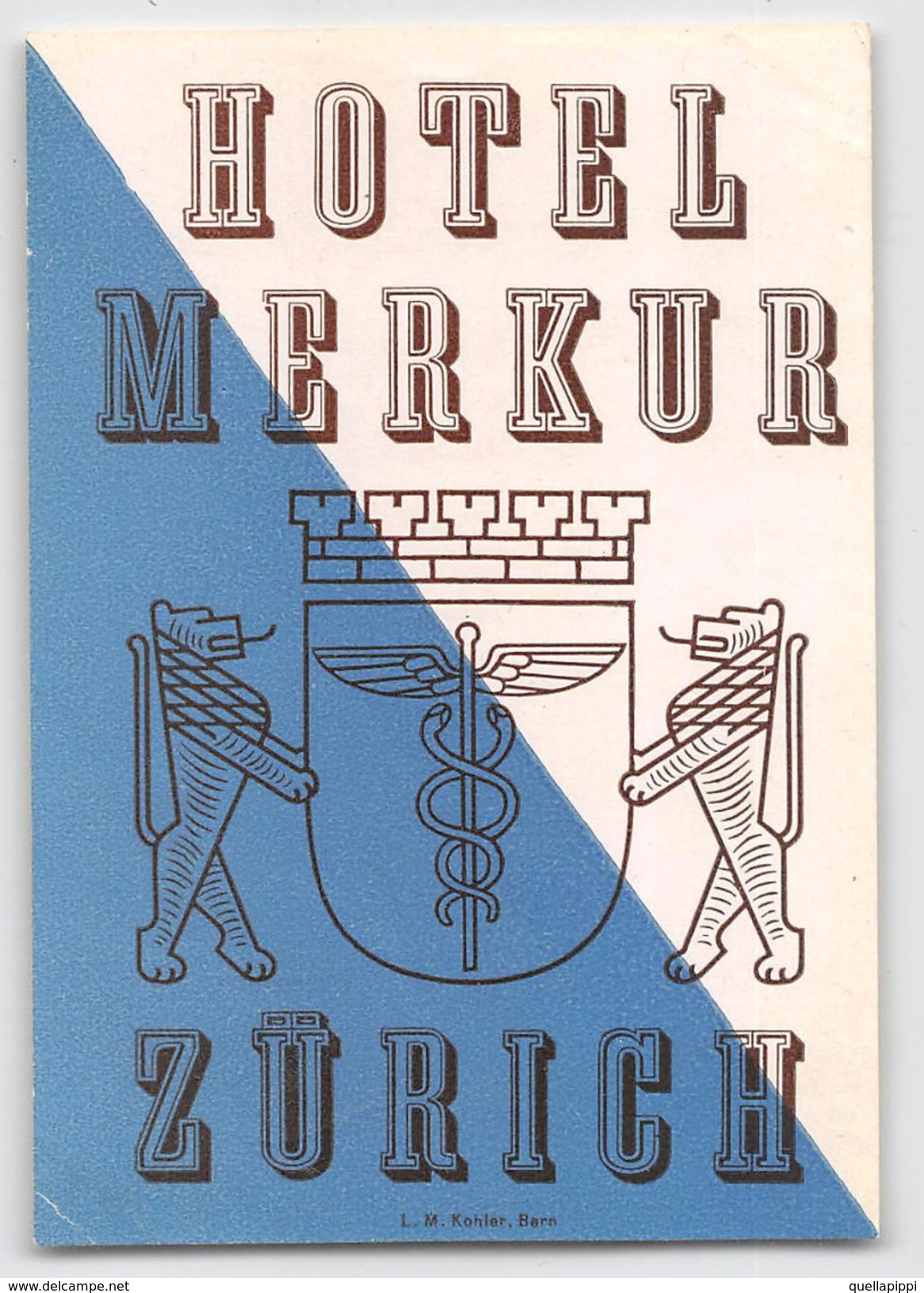 D5782 " HOTEL MERKUR - SVIZZERA - ZURIGO " ETICHETTA ORIGINALE - ORIGINAL LABEL - Adesivi Di Alberghi