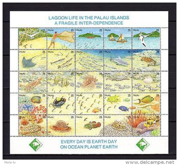 Palau 1990 Marine Life MNH Mi.370-94 --(cv 30) - Marine Life