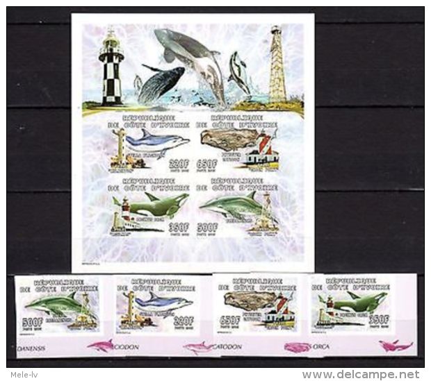 Ivory Coast 2005 Whales Dolphins Imperf. MNH Mi.Bl.74-77A --(cv  55) P.2 - Marine Life