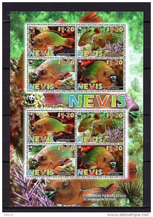 Nevis 2007 WWF Marine Life Parrotfish MNH Mi.2208-11 Klb.(8) - Marine Life