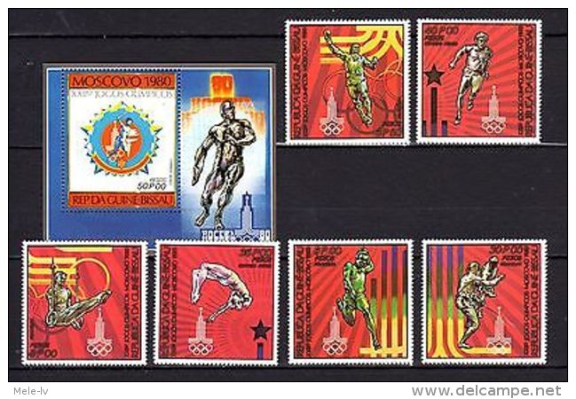 Guinea-Bissau 1980 Olympics Moscow MNH Mi.554-59 Bl.166A --(cv 22) - Other & Unclassified