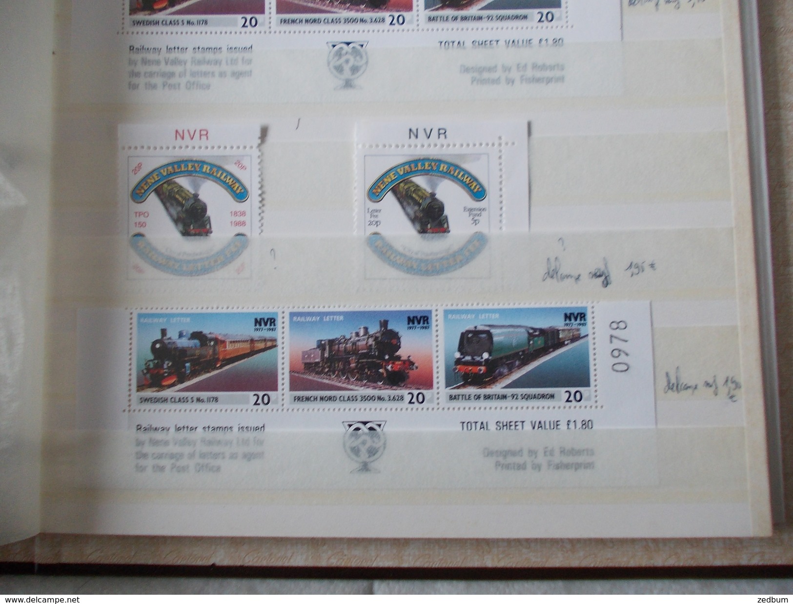 ALBUM 7 collection de timbres avec pour thème le chemin de fer train de tout pays valeur 286.40 &euro;