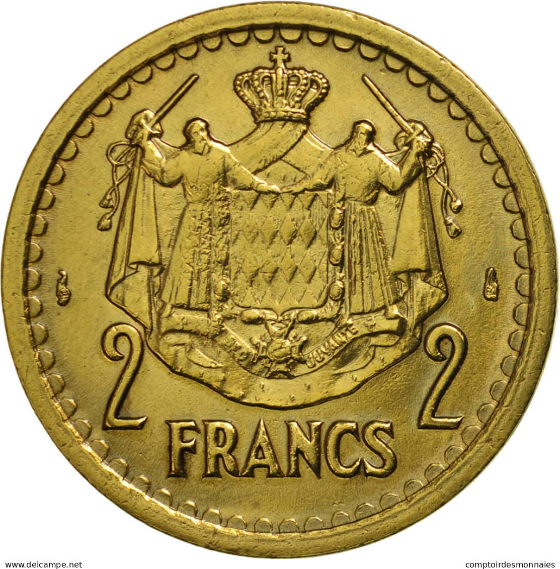 Monnaie, Monaco, Louis II, 2 Francs, 1943, SUP, Aluminum-Bronze, KM:121a - 1922-1949 Louis II